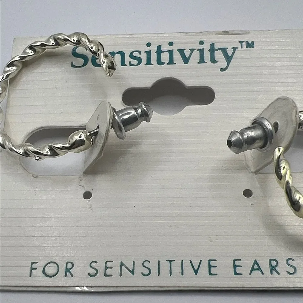 Silver Twisted Hoop Earrings